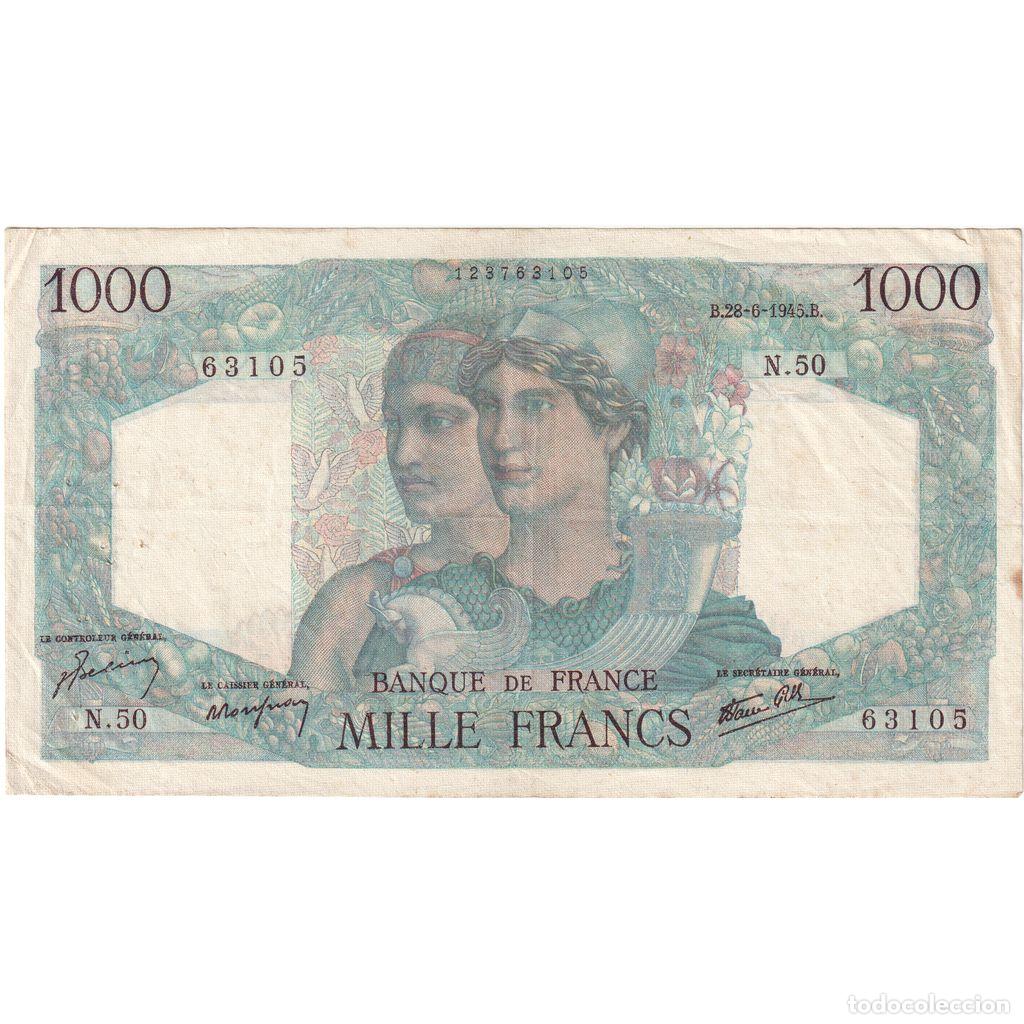 Billetes extranjeros: [#1185518] Francia, 1000 Francs, Minerve et Hercule, 1945-06-28, N.50, BC