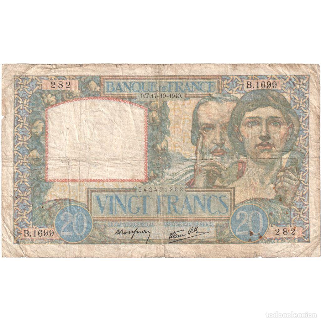 Billetes extranjeros: [#1185486] Francia, 20 Francs, Science et Travail, 1940-10-17, B.1699, RC+