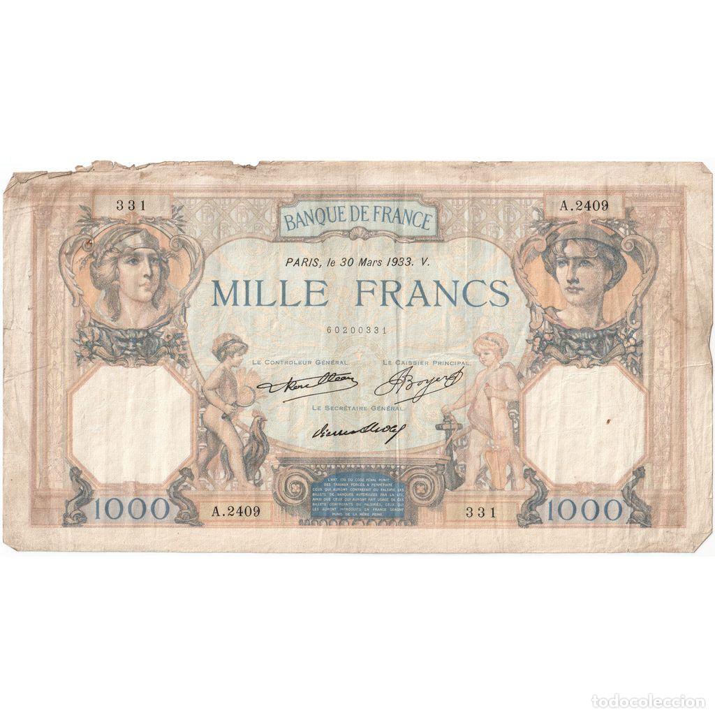Billetes extranjeros: [#1294726] Francia, 1000 Francs, C&eacute;r&egrave;s et Mercure, 1933-03-30, A.2409, BC