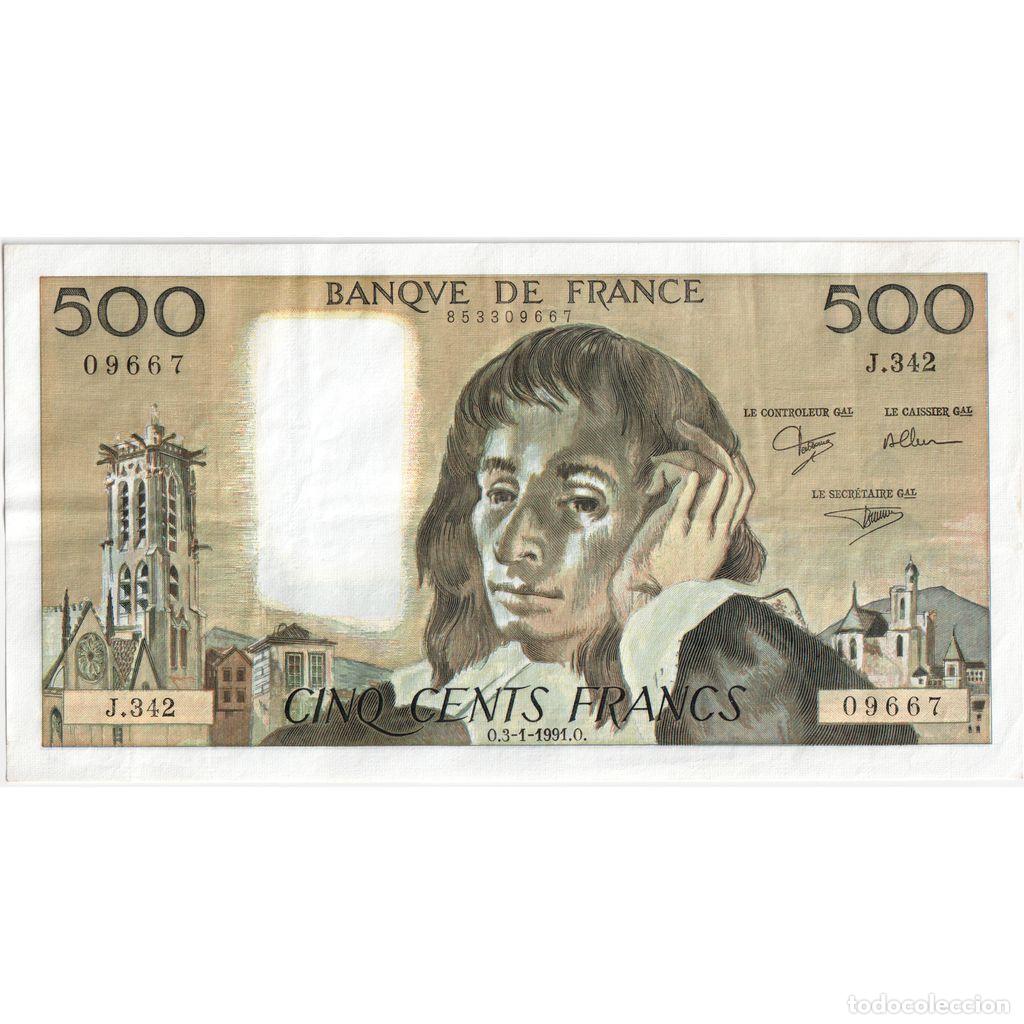 Billetes extranjeros: [#1242716] Francia, 500 Francs, Pascal, 1991-01-03, J.342, MBC