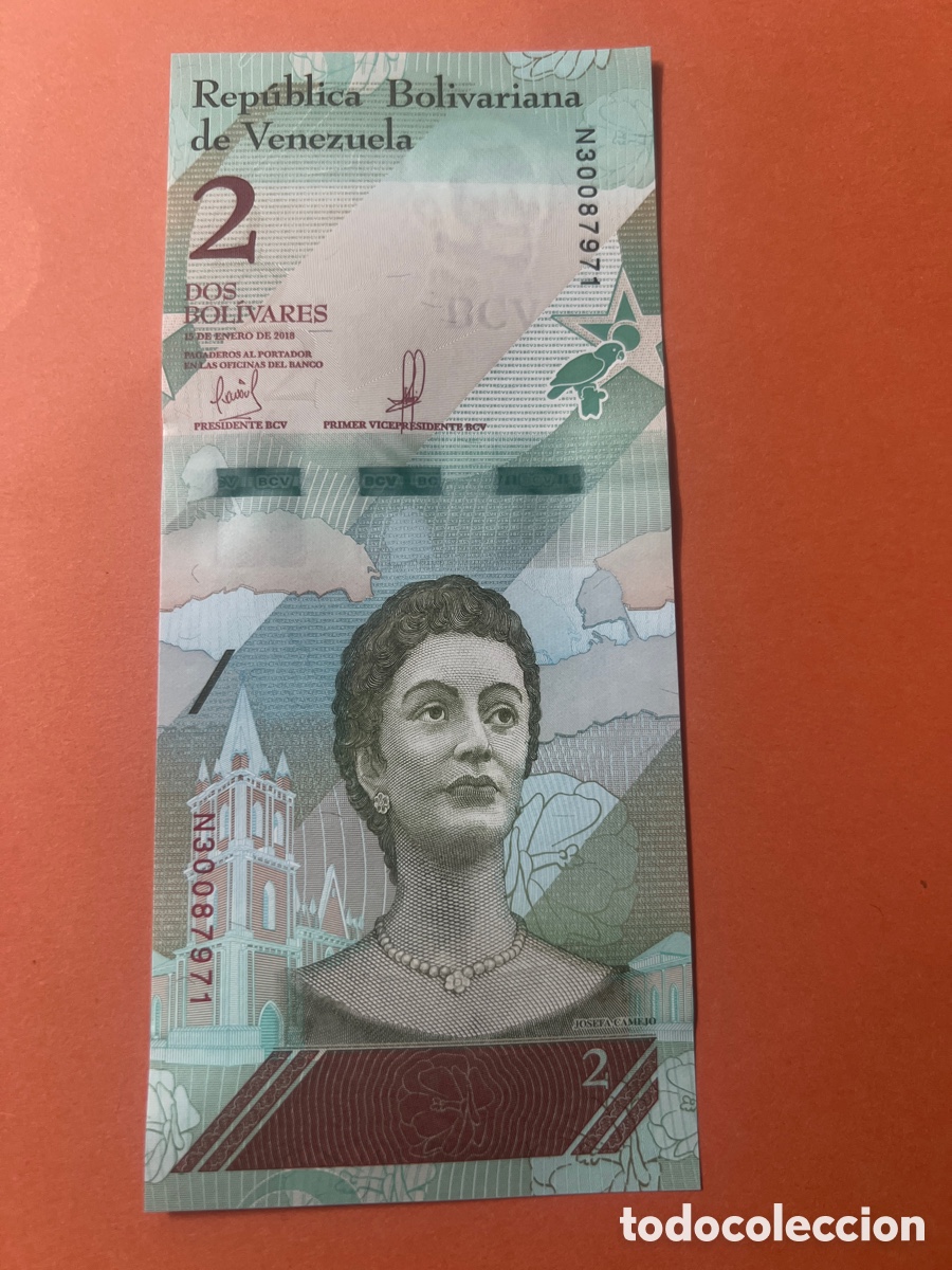 Billetes extranjeros: V164. BILLETE VENEZUELA,2 BOLIVARES,2018