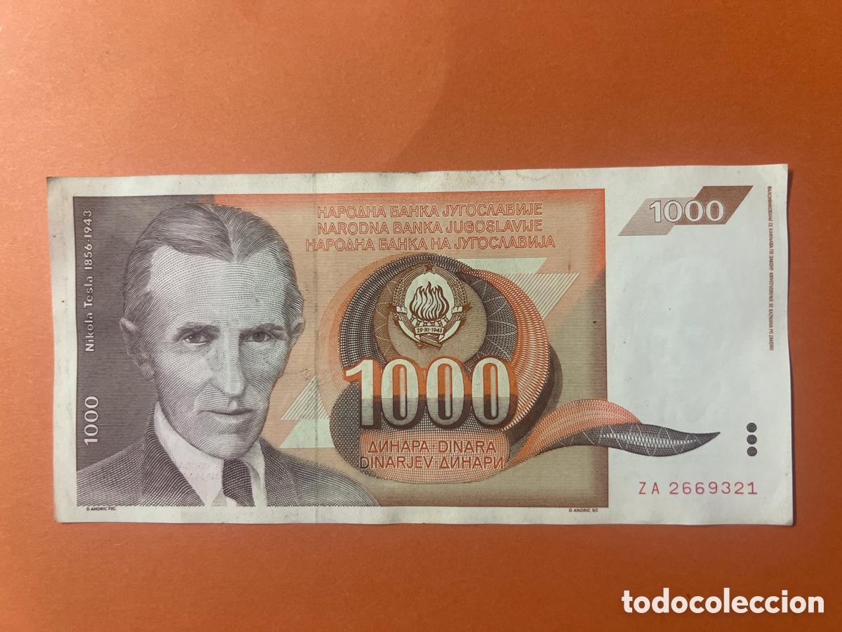Billetes extranjeros: V164. Billete Yugoslavia 1000 dinares, dinara 1990