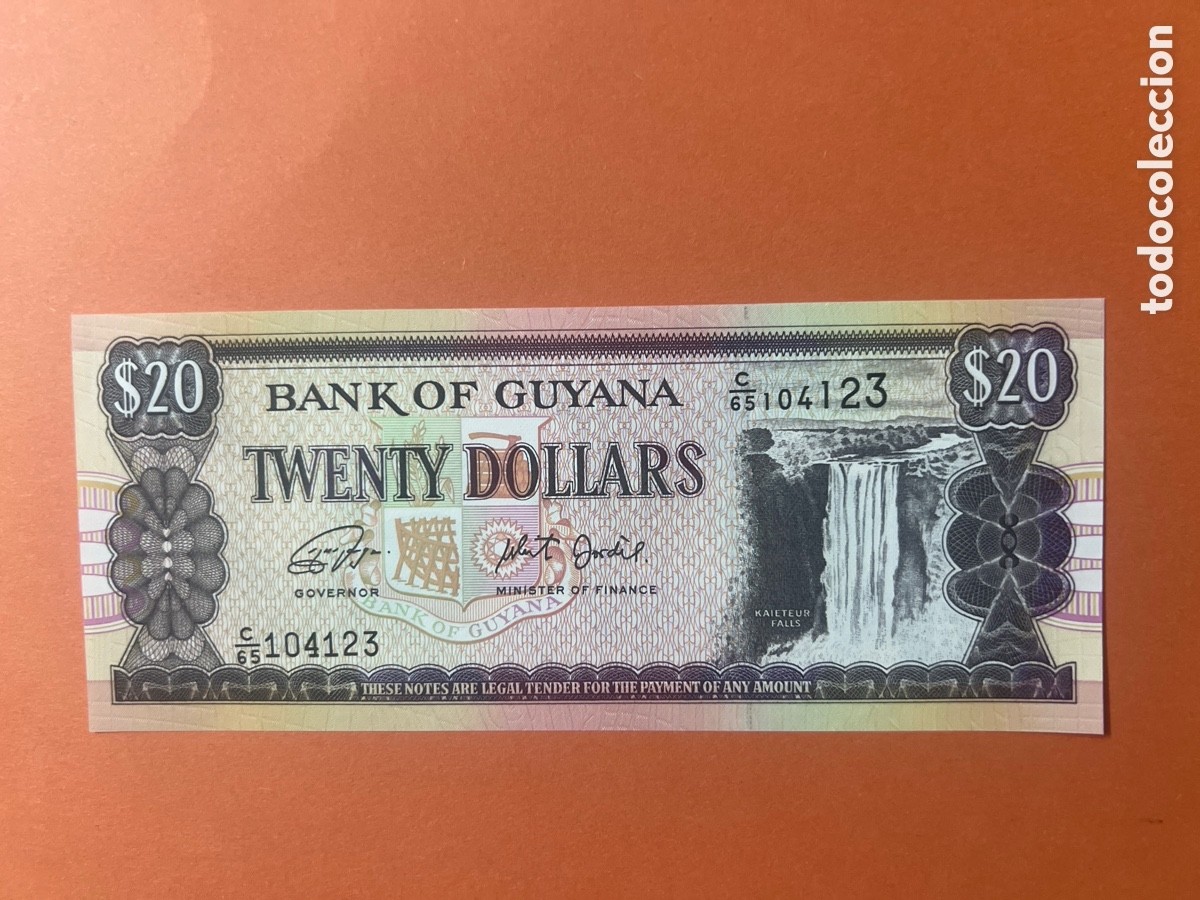 Billetes extranjeros: V164. BILLETE GUYANA. 20 dolares
