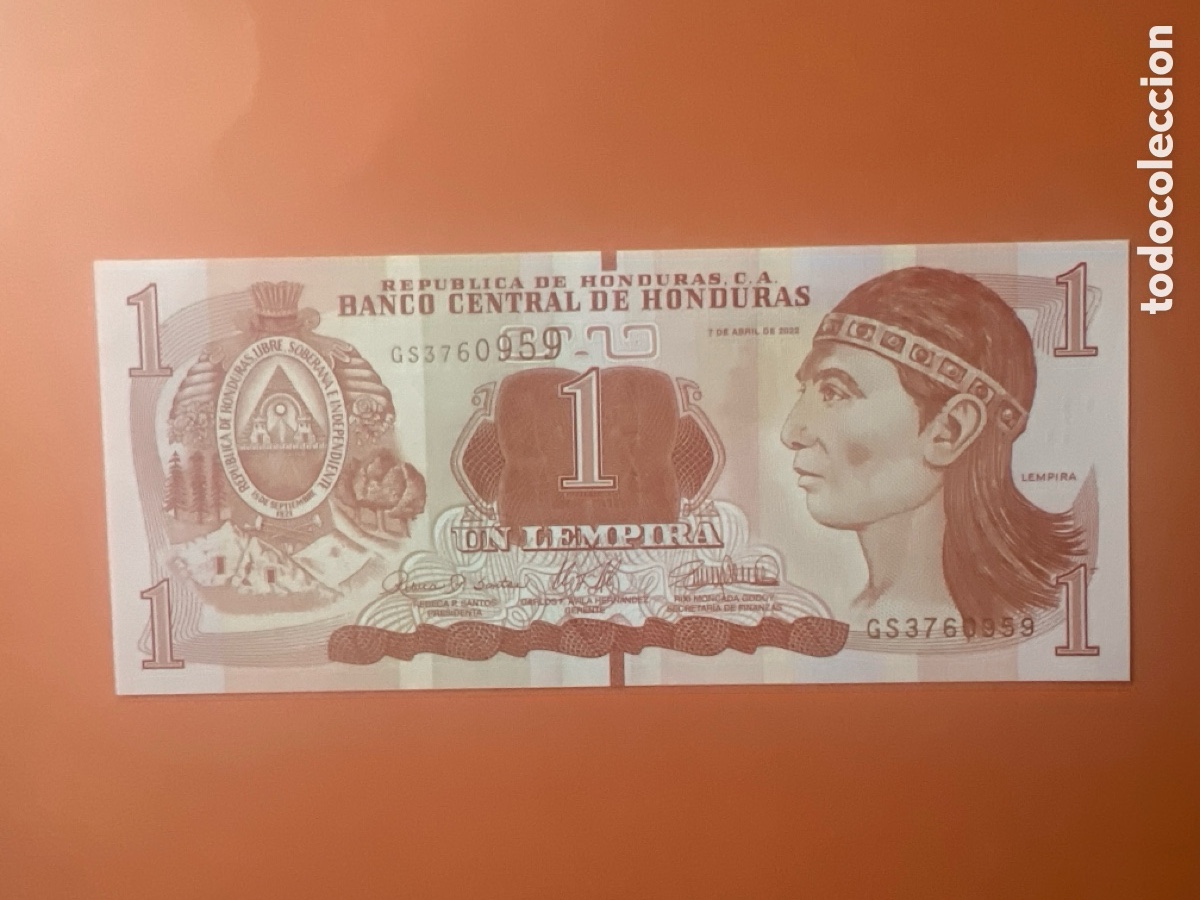 Billetes extranjeros: V164. Billete Honduras 1 Lempira 2022