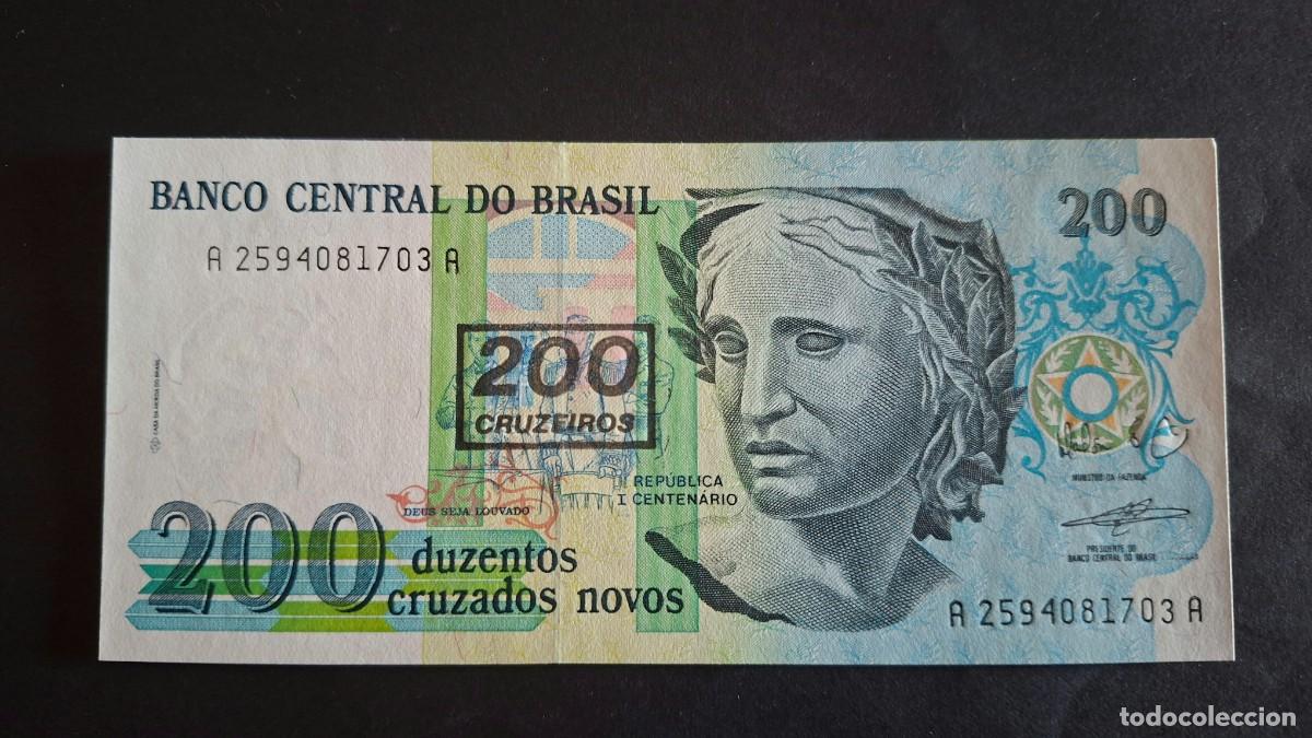 Billetes extranjeros: BRASIL 200 CRUZEIROS 1990 P-225b SC
