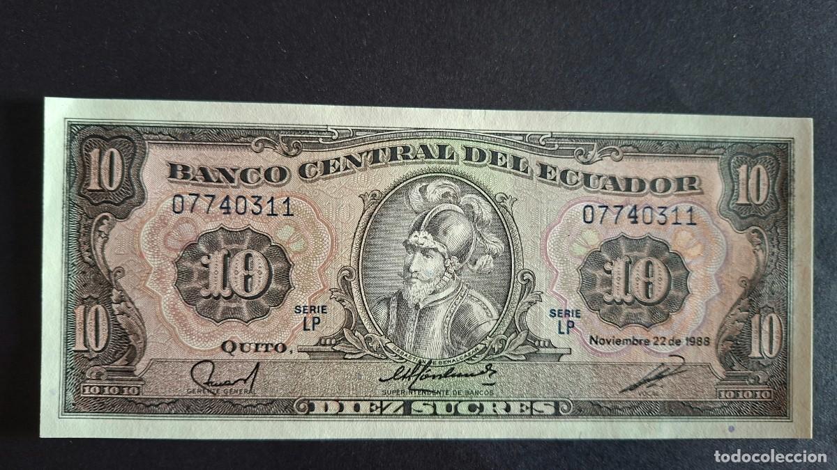 Banconote internazionali: ECUADOR 10 SUCRES 1988 P-121a.7 SC