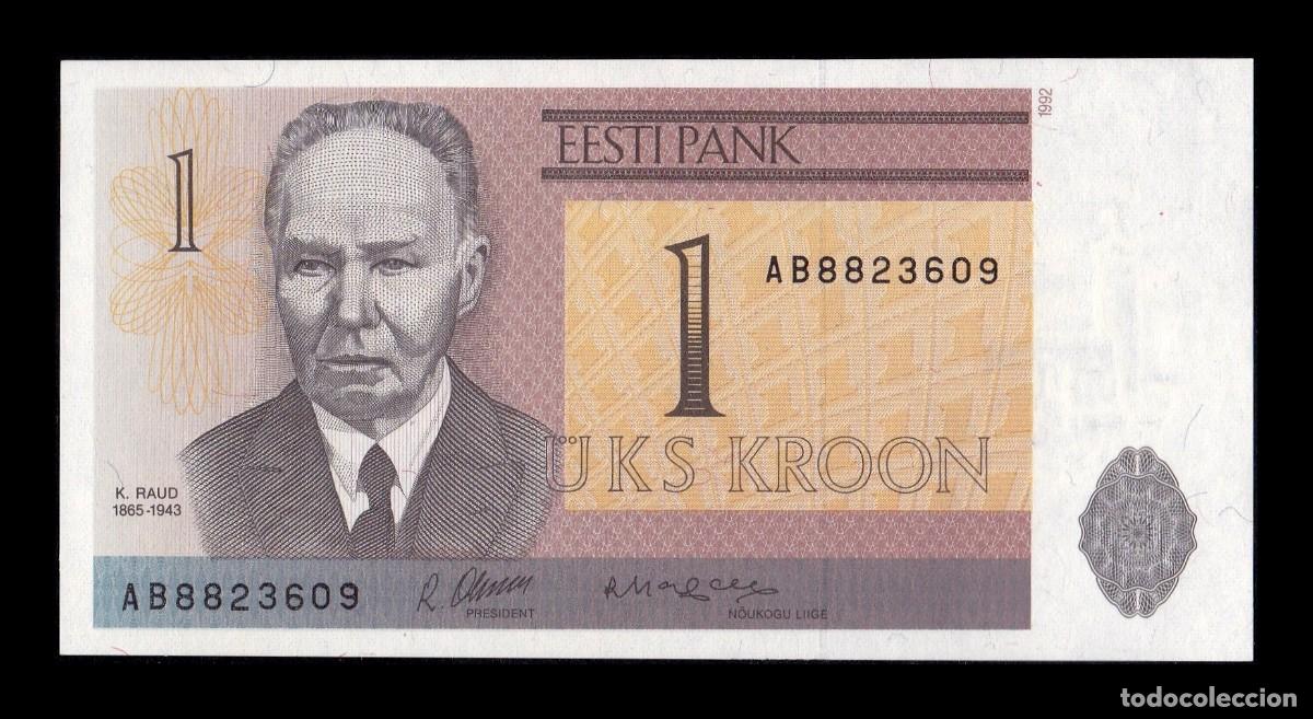 Billetes extranjeros: Estonia 1 Kroon Kristjan Raud 1992 Pick 69 Sc Unc