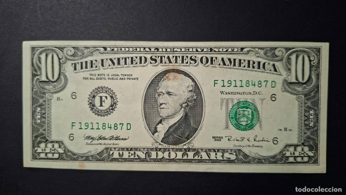 International Banknotes: USA 10 D&Oacute;LARES 1995 P-499aF &rdquo;F&rdquo; ATLANTA EBC