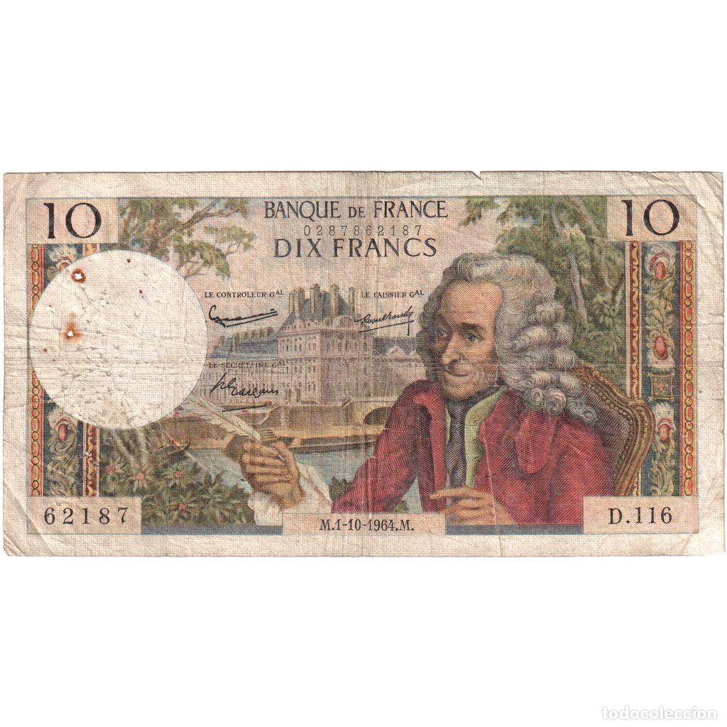 Billetes extranjeros: [#1185550] Francia, 10 Francs, Voltaire, 1964-10-01, D.116, RC