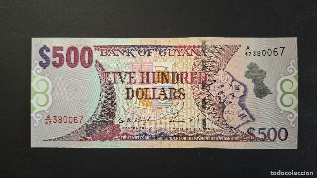 Billetes extranjeros: GUYANA 500 D&Oacute;LARES 2002 P-34b SC - Foto 1