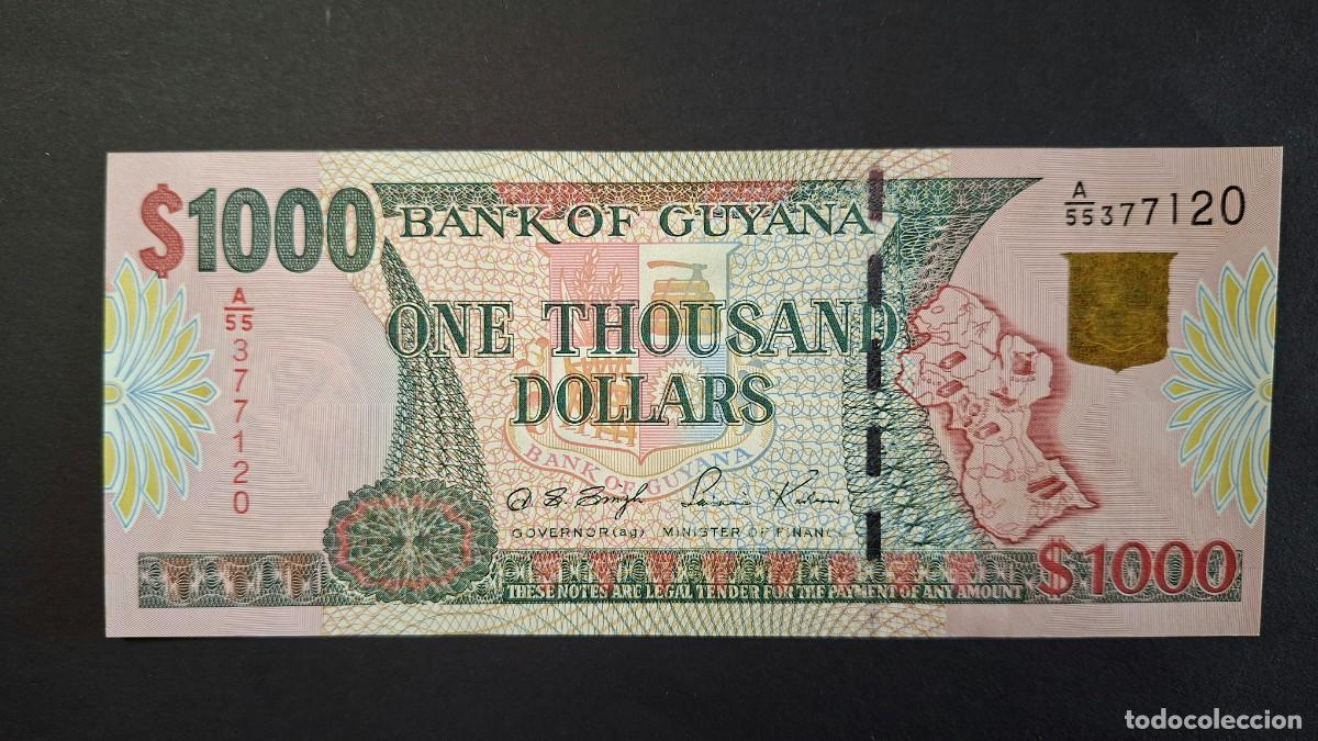 Billetes extranjeros: GUYANA 1000 D&Oacute;LARES 2002 P-35a.2 SC
