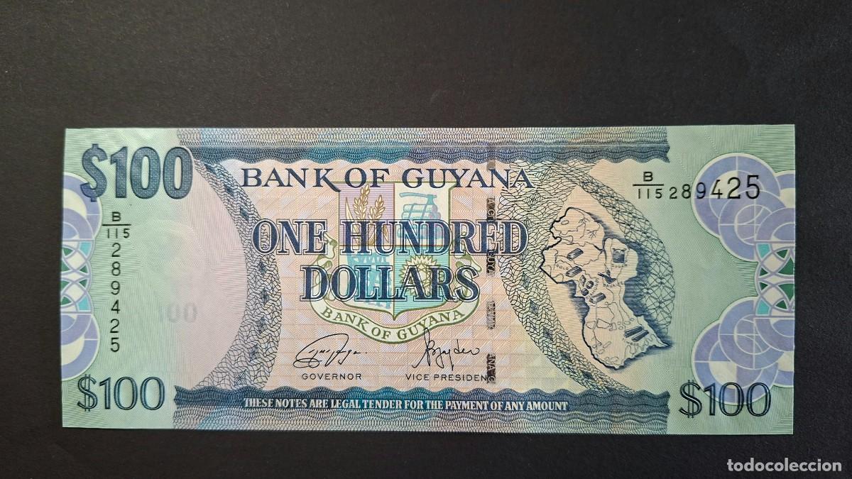 Billetes extranjeros: GUYANA 100 D&Oacute;LARES 2022 P-36e SC