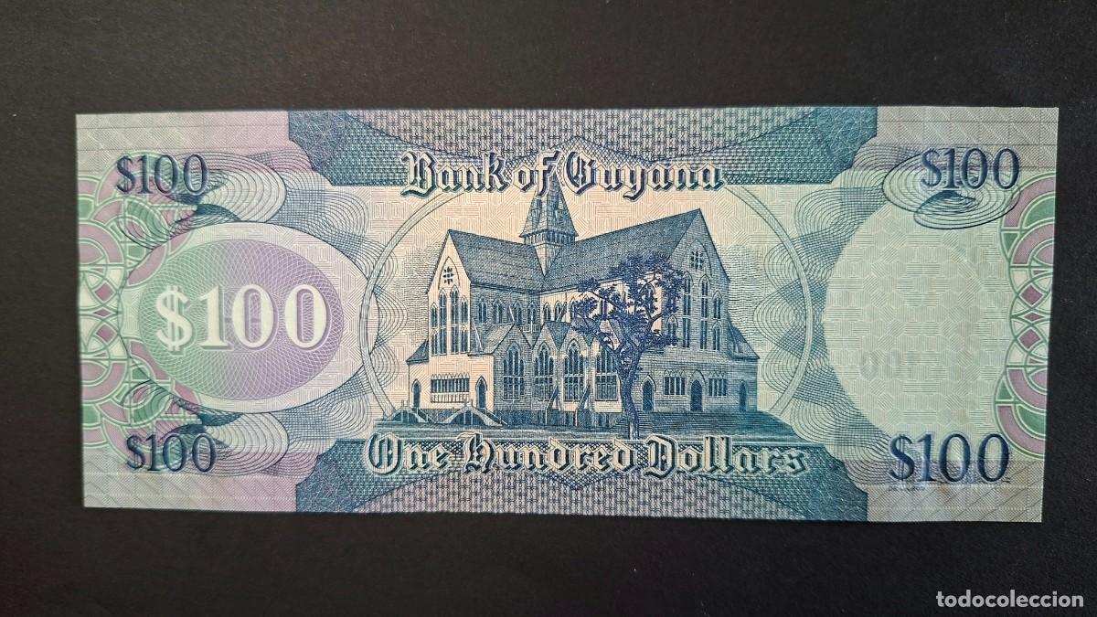 Billetes extranjeros: GUYANA 100 D&Oacute;LARES 2022 P-36e SC - Foto 2