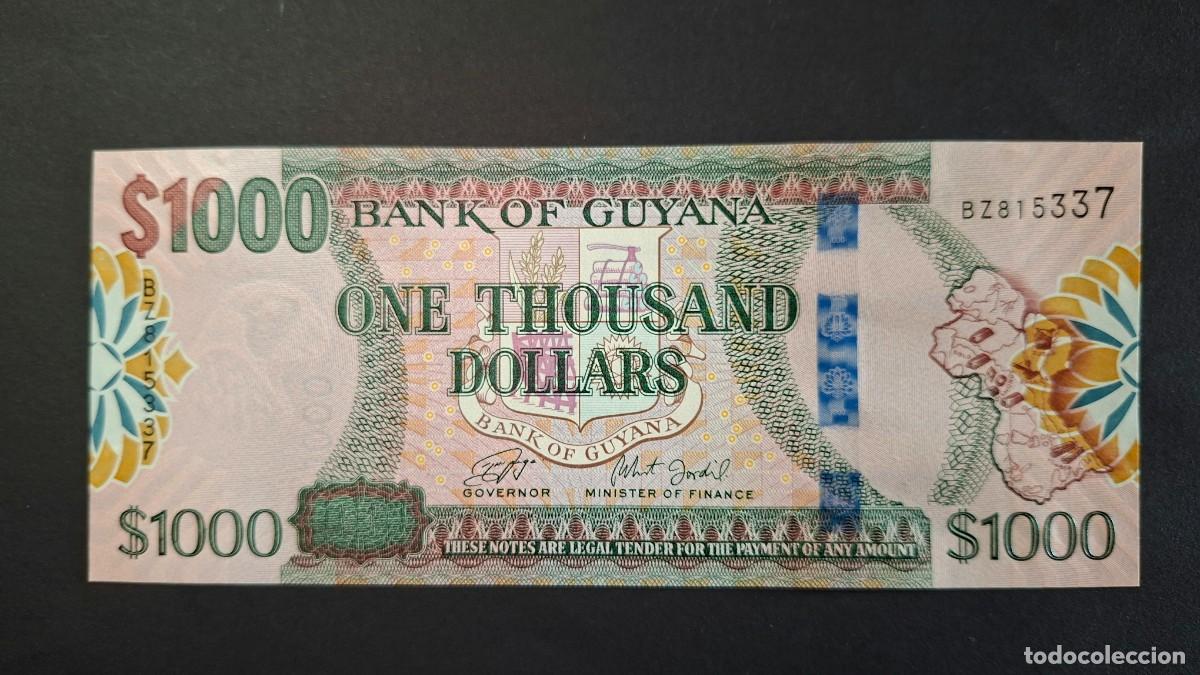 Billetes extranjeros: GUYANA 1000 D&Oacute;LARES 2019 P-38c SC