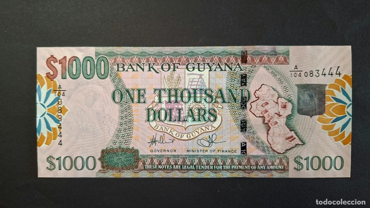 Billetes extranjeros: GUYANA 1000 D&Oacute;LARES 2009 P-39b SC