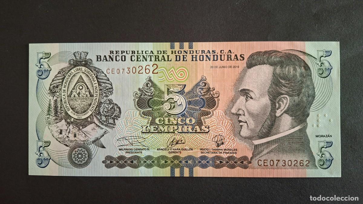 Billetes extranjeros: HONDURAS 5 LEMPIRAS 2019 P-98d SC