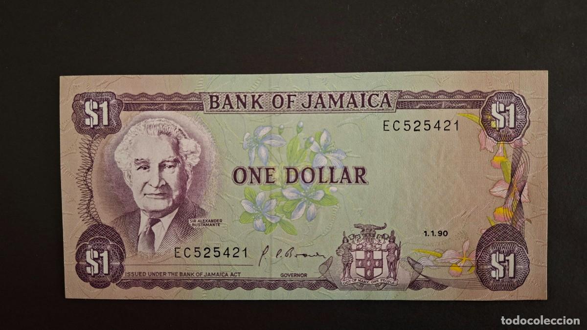 Billetes extranjeros: JAMAICA 1 D&Oacute;LAR 1990 P-68Ad SC