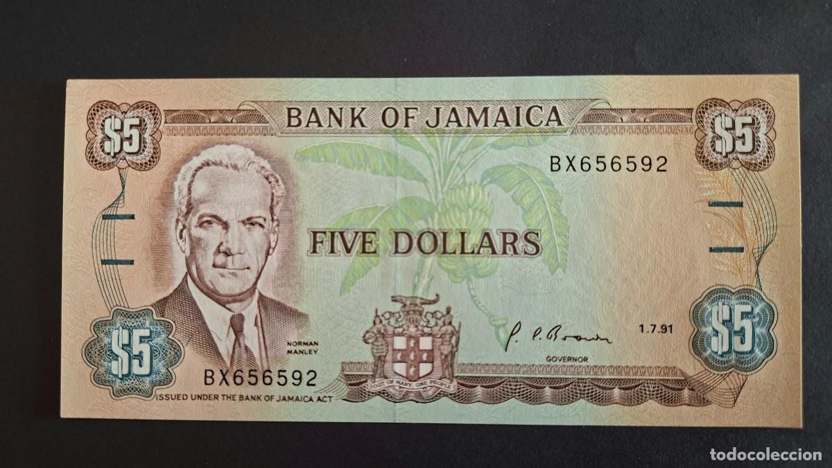 Billetes extranjeros: JAMAICA 5 D&Oacute;LARES 1991 P-70d.1 SC
