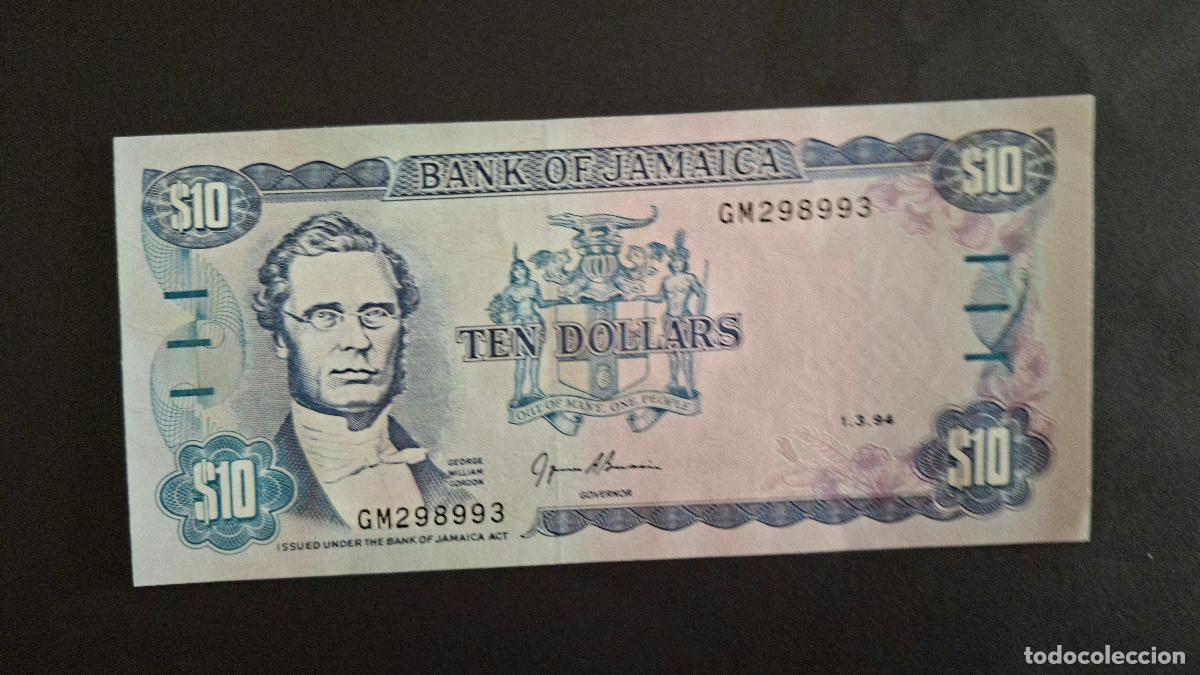 Billetes extranjeros: JAMAICA 10 D&Oacute;LARES 1994 P-71e SC