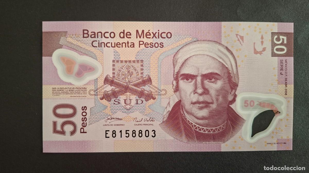 Billetes extranjeros: M&Eacute;XICO 50 PESOS 28-04-2008 POL&Iacute;MERO P-123j SERIE &rdquo;J&rdquo; SC