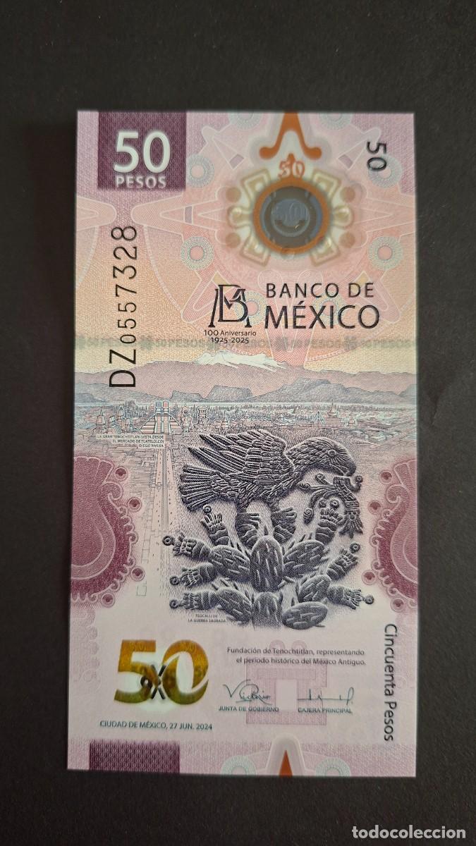 Billetes extranjeros: M&Eacute;XICO 50 PESOS 2024 POL&Iacute;MERO P-138a.4 SC