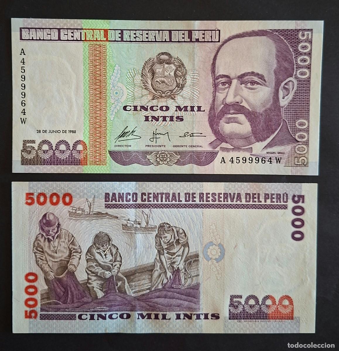 Billetes extranjeros: PER&Uacute; 5.000 INTIS 1988 P-137a SC