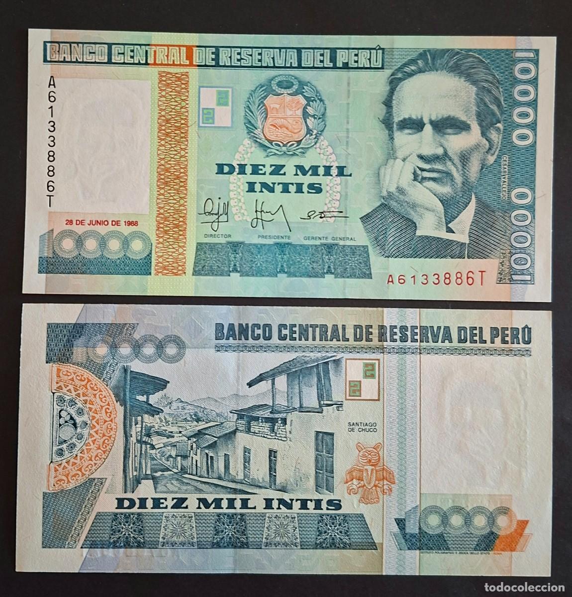 Billetes extranjeros: PER&Uacute; 10.000 INTIS 1988 P-140a SC