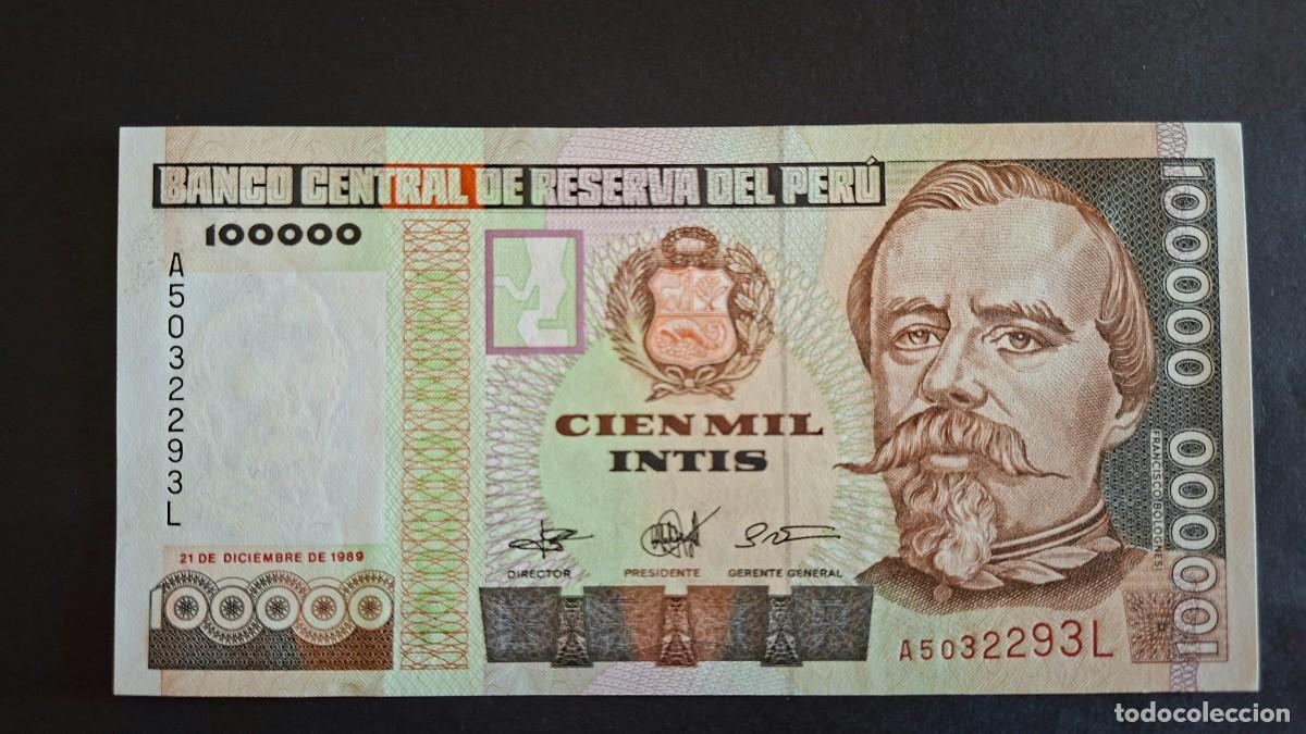 Billetes extranjeros: PER&Uacute; 100.000 INTIS 1989 P-145a SC