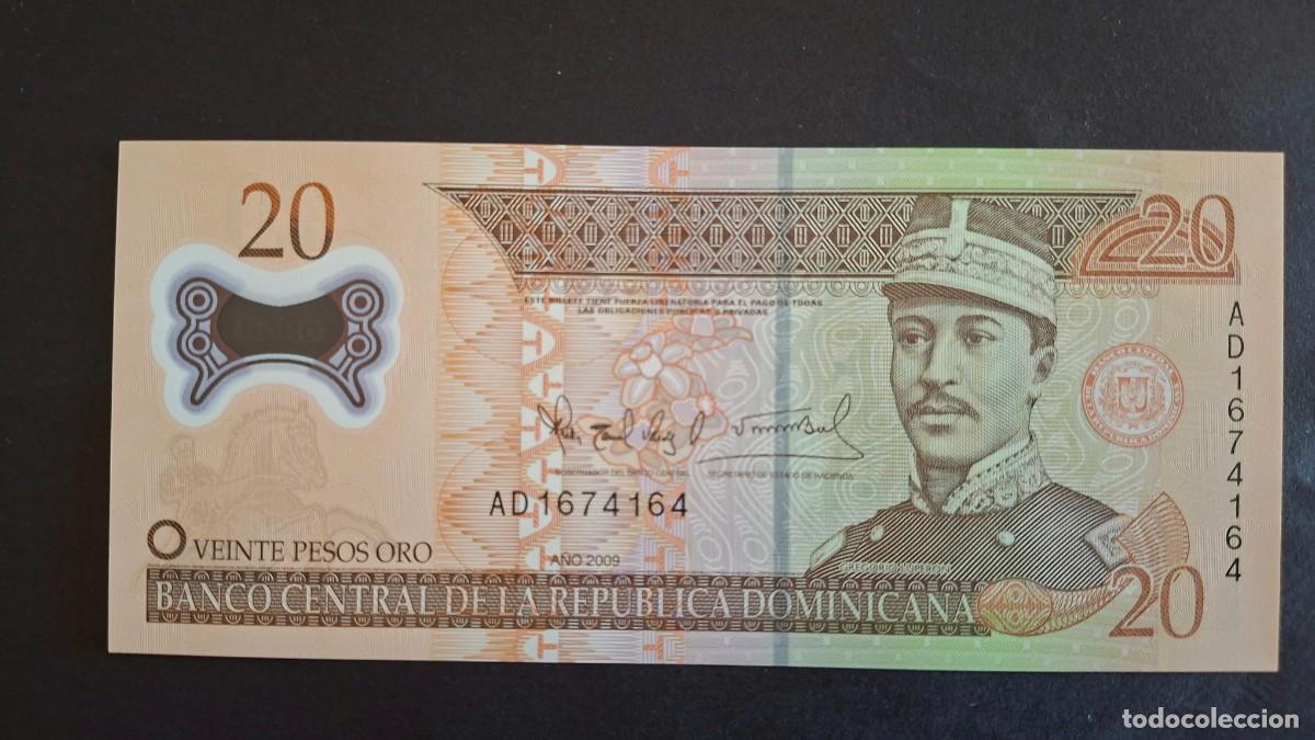 Billetes extranjeros: REP&Uacute;BLICA DOMINICANA 20 PESOS ORO 2009 POL&Iacute;MERO P-182a SC