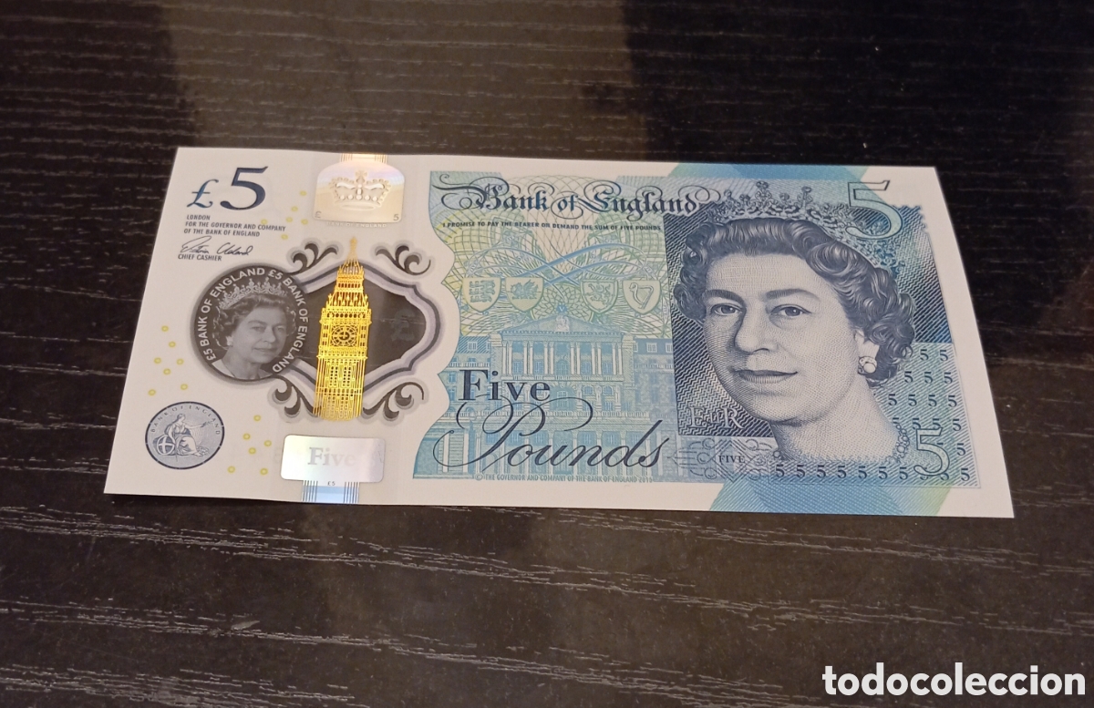 Billetes extranjeros: Billete de 5 libras esterlinas del banco de Inglaterra