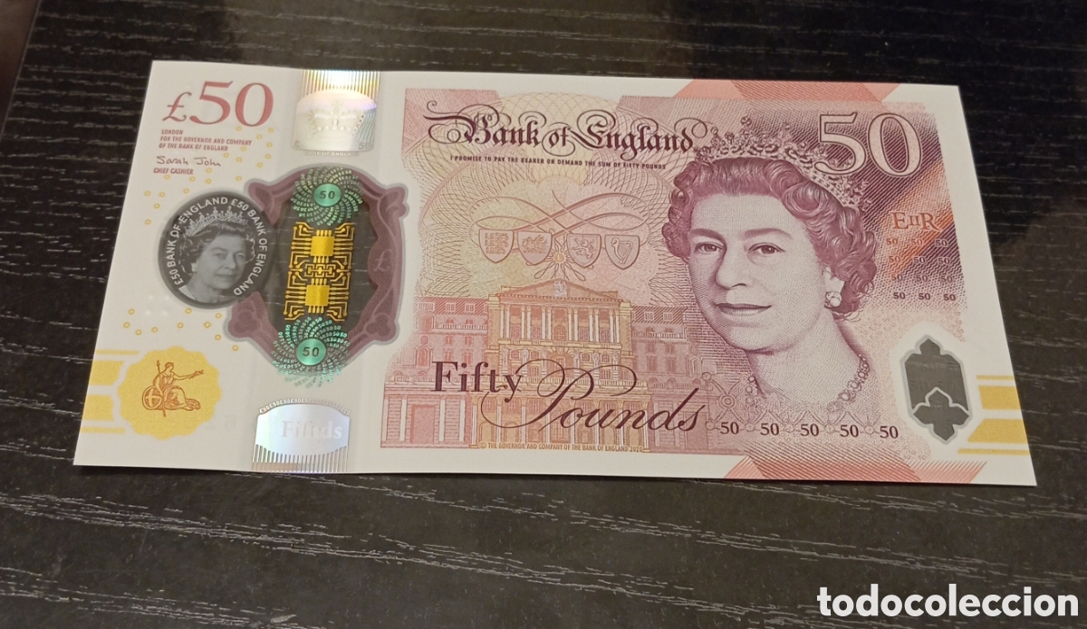 Billetes extranjeros: Billete de 50 libras esterlinas del banco de Inglaterra