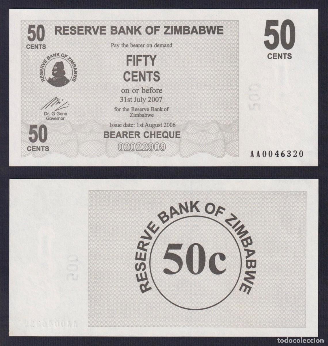 Billetes extranjeros: ZIMBABWE -50 CENTS DE 2006 - SIN CIRCULAR