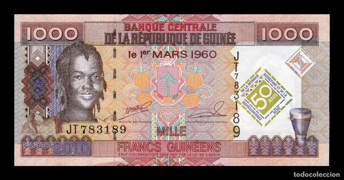 Billetes extranjeros: Guinea 1000 Francos Conmemorativo 2010 Pick 43a Sc Unc