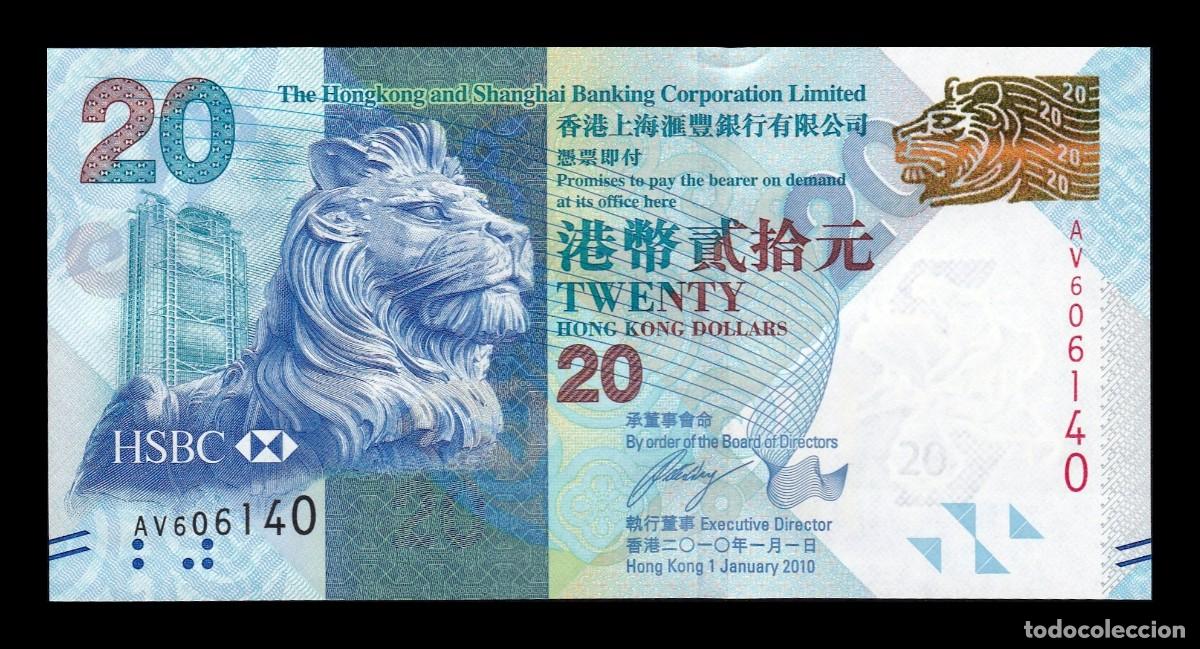 Billetes extranjeros: Hong Kong 20 D&oacute;lares HSBC 2010 Pick 212a Sc Unc