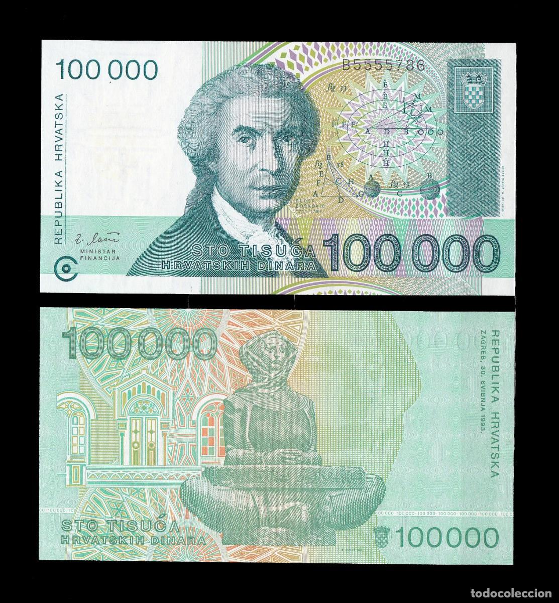 Billetes extranjeros: CROACIA - 100000 DINARES DE 1993 - SIN CIRCULAR