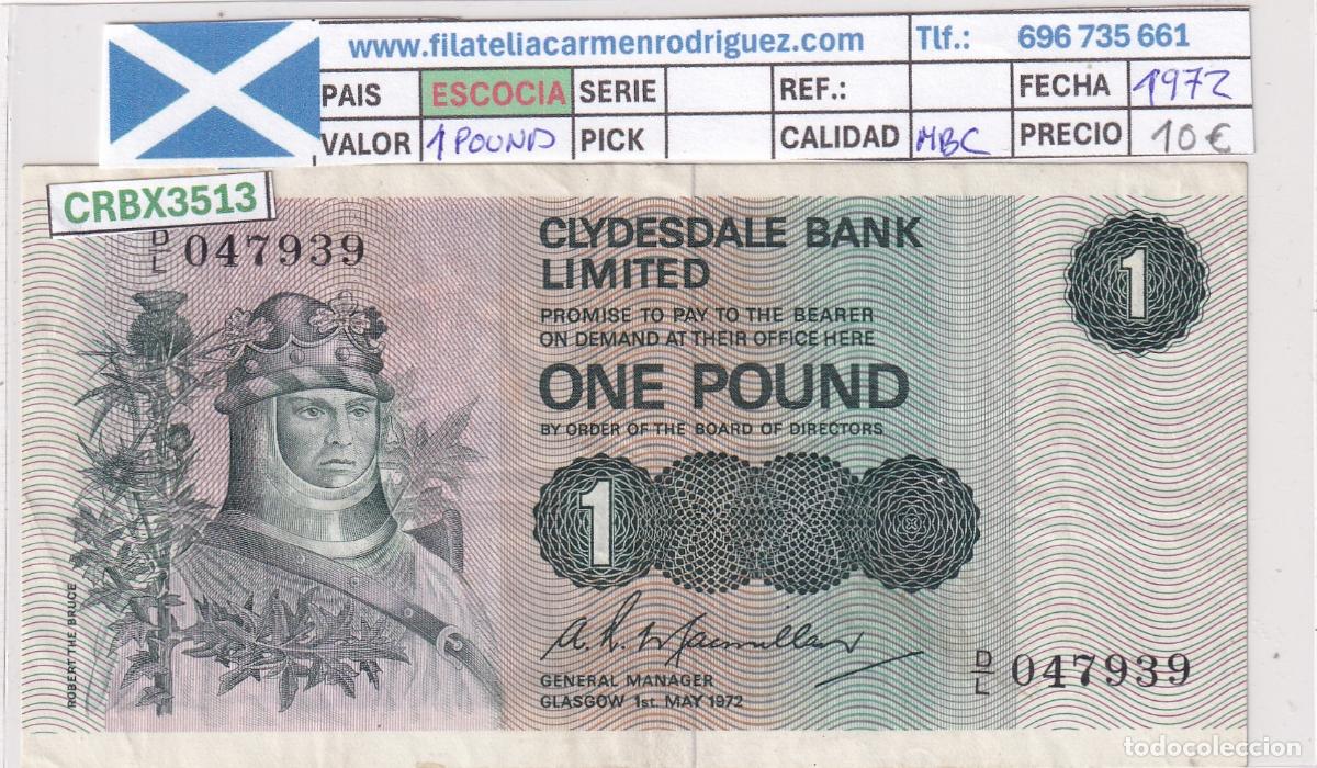 Billetes extranjeros: CRBX3513 BILLETE ESCOCIA 1 POUND 1972 SERIE D/L MBC