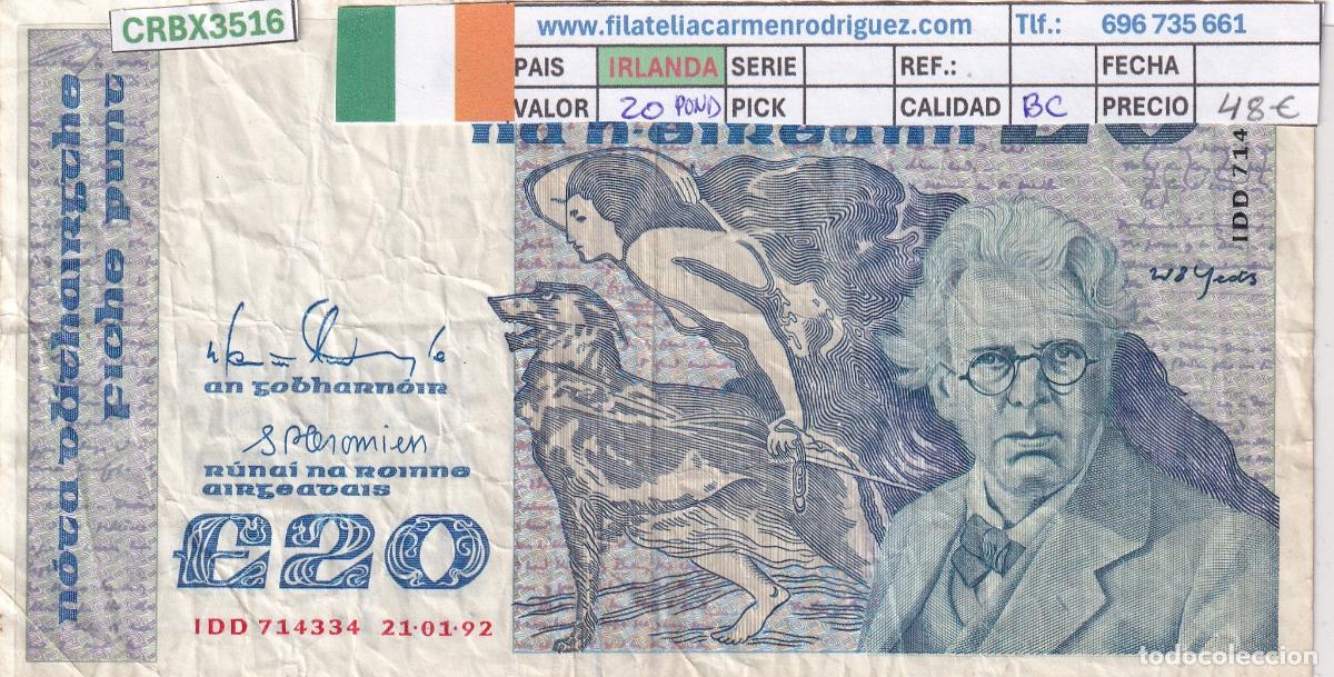 Billetes extranjeros: CRBX3516 BILLETE IRLANDA 20 POUND 1992 SERIE IDD BC