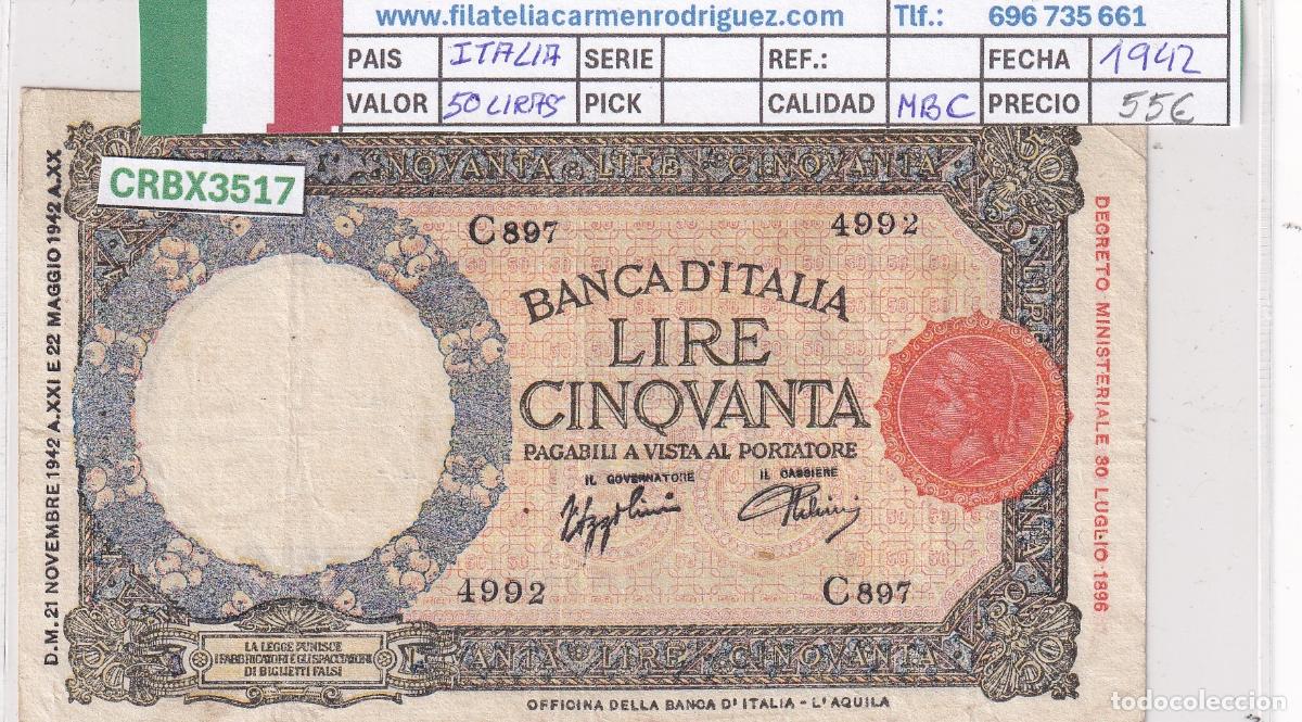 Billetes extranjeros: CRBX3517 BILLETE ITALIA 50 LIRAS 1942 SERIE C MBC
