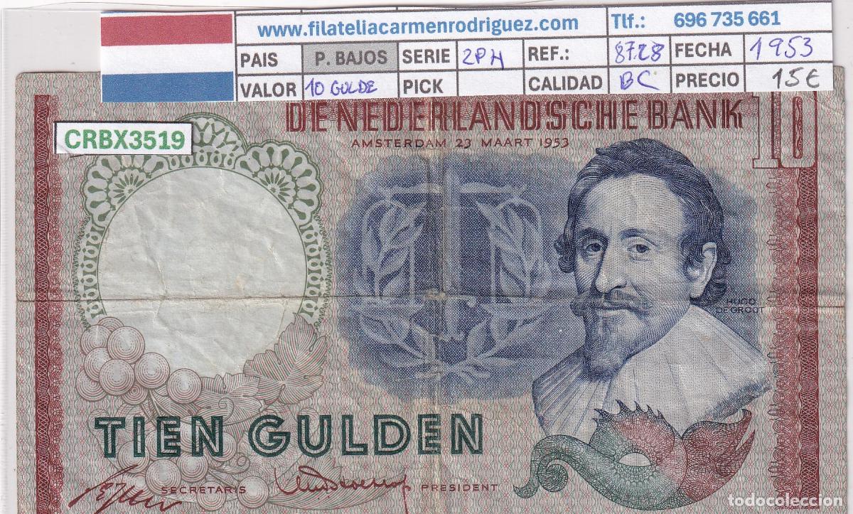 Billetes extranjeros: CRBX3519 BILLETE PAISES BAJOS 10 GULDEN 1953 SERIE 2PH USADO