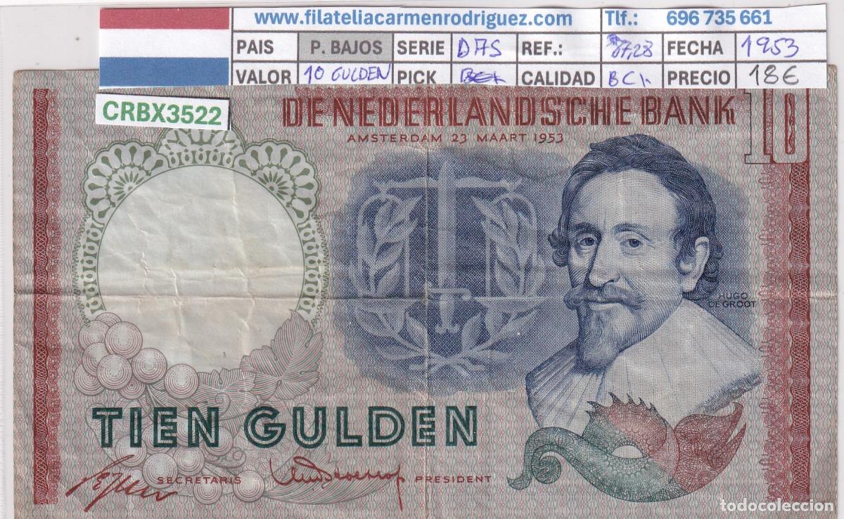 Billetes extranjeros: CRBX3522 BILLETE PAISES BAJOS 10 GULDEN 1953 SERIE DAS BC+