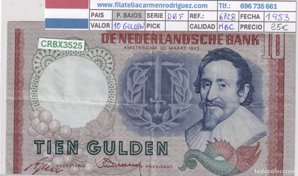 Billetes extranjeros: CRBX3525 BILLETE PAISES BAJOS 10 GULDEN 1953 SERIE DBF MBC
