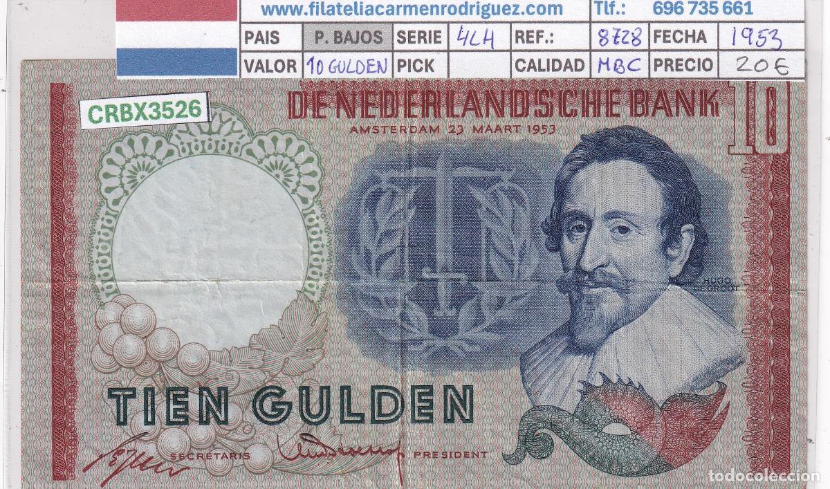 Billetes extranjeros: CRBX3526 BILLETE PAISES BAJOS 10 GULDEN 1953 SERIE 4LH MBC