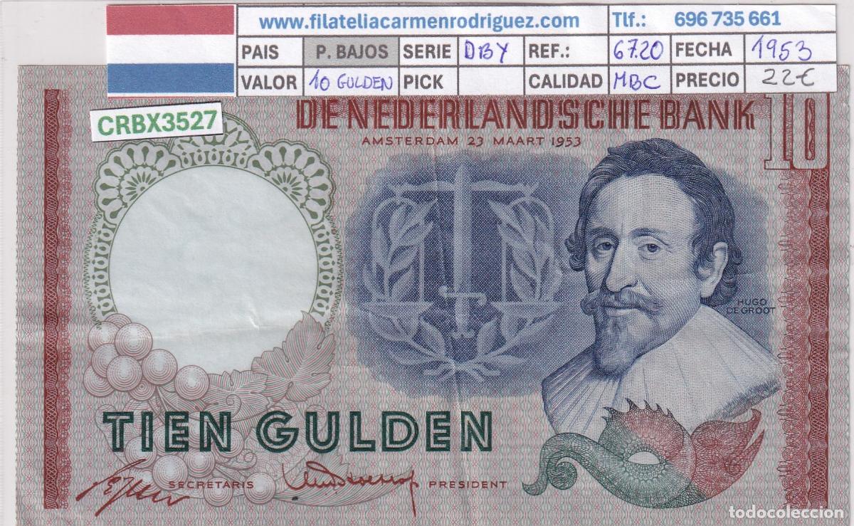 Billetes extranjeros: CRBX3527 BILLETE PAISES BAJOS 10 GULDEN 1953 SERIE DBY MBC