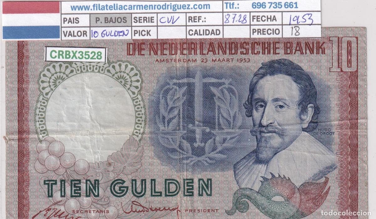 Billetes extranjeros: CRBX3528 BILLETE PAISES BAJOS 10 GULDEN 1953 SERIE CVV BC