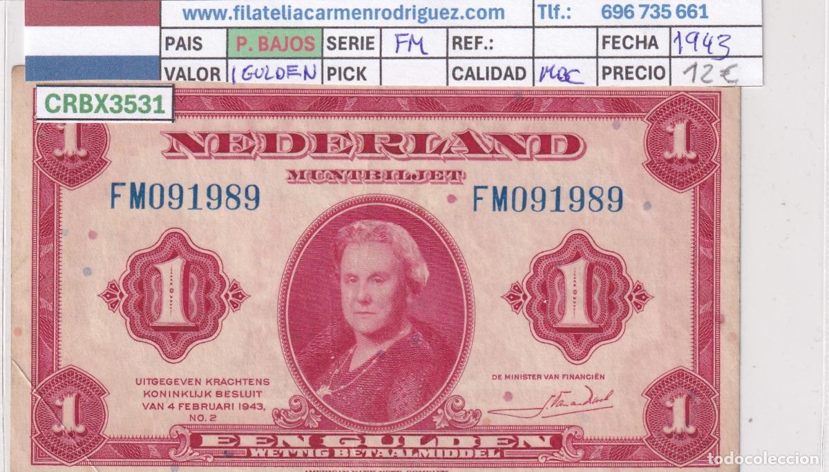 Billetes extranjeros: CRBX3531 BILLETE PAISES BAJOS 1 GULDEN 1943 SERIE FM MBC