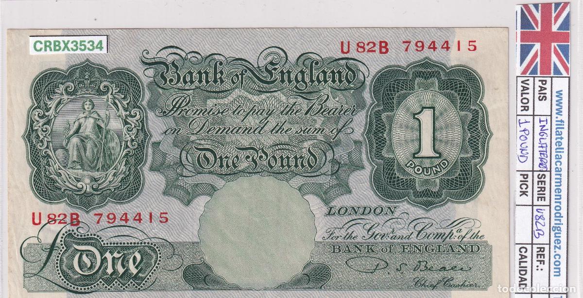 Billetes extranjeros: CRBX3534 BILLETE INGLATERRA 1 POUND SERIE U82B BC+