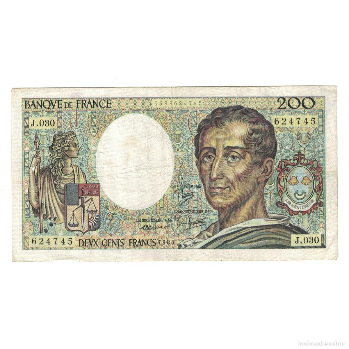 Billetes extranjeros: [#244682] Francia, 200 Francs, Montesquieu, 1985, J.030 624745, BC+, Fayette:70.5, KM:155a