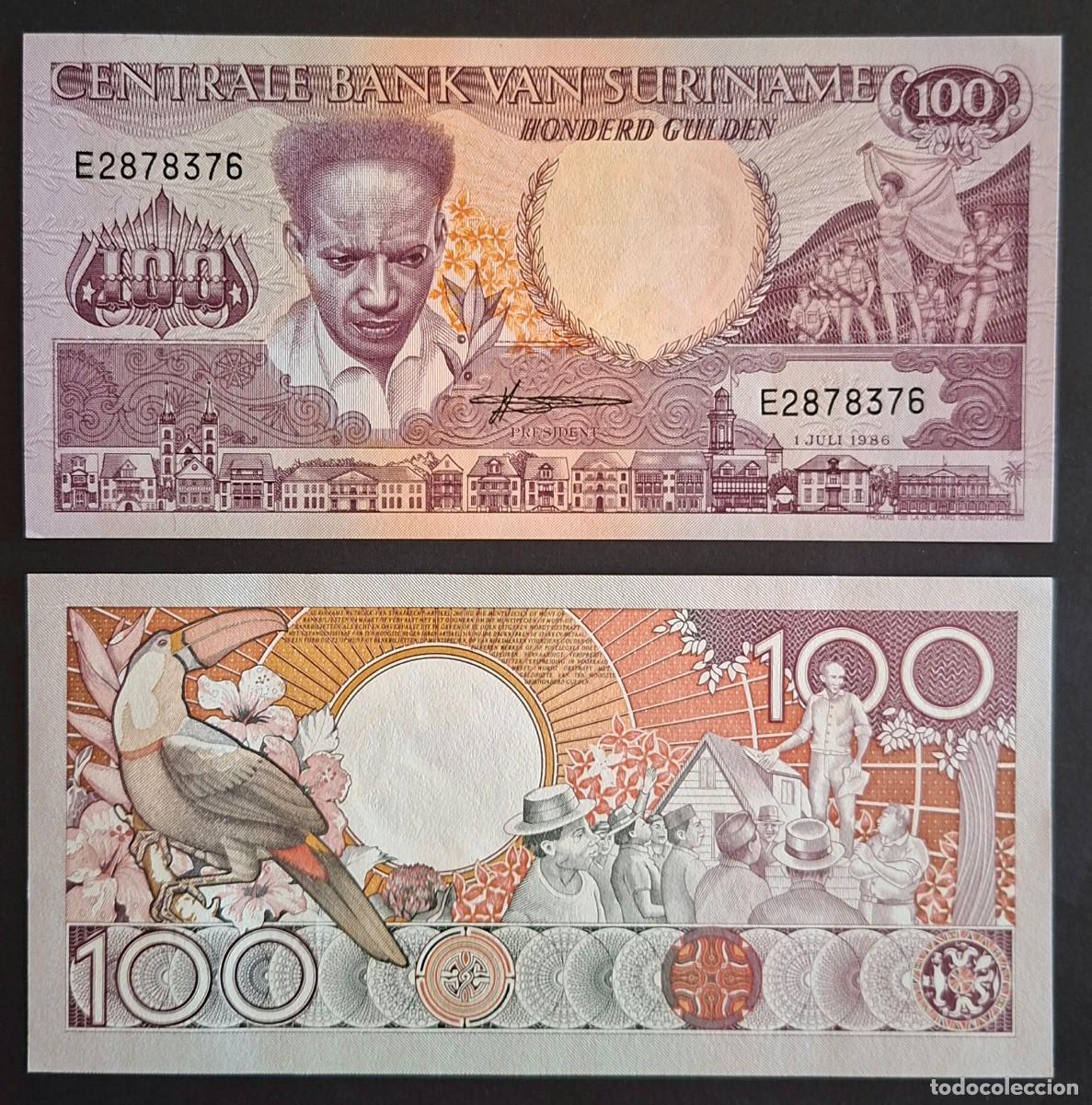 Billetes extranjeros: SURINAM 100 GULDEN 1986 P-133a.1 SC