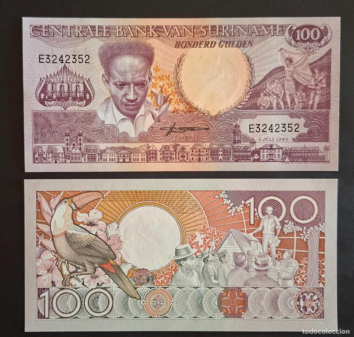 Billetes extranjeros: SURINAM 100 GULDEN 1986 P-133a.1 SC