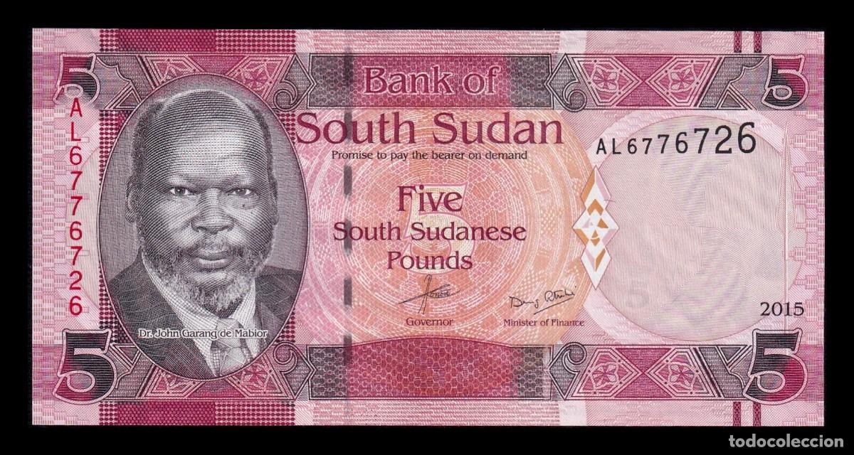Billetes extranjeros: Sud&aacute;n del Sur 5 Libras John Garang de Mabior 2015 Pick 11 Sc Unc